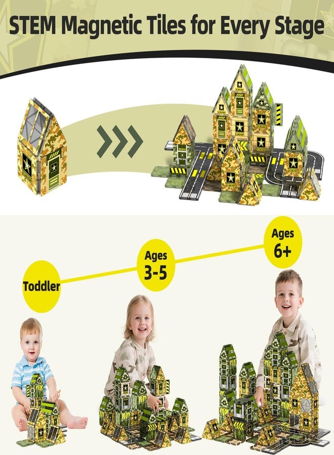 GobiDex Magnetic Tiles Army Toys, Military Magnetic Building Blocks for Kids 3-5 4-8 Girls Boys Toys Age 4-6 6-8, STEM Sensory Army Men Toddler Birthday Gifts for 3+ Year Old Kids Toy - Image 4